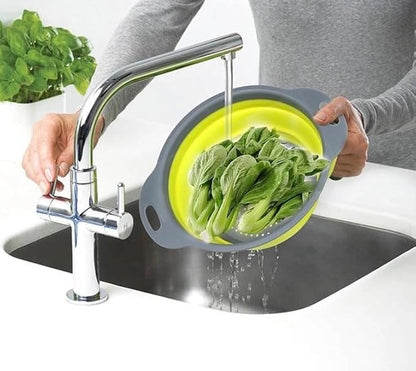 New and improved- Set of 3 Niklye Ultimate Kitchen Strainers—1×10” & 2×12” Collapsible Silicone Colanders. Now more durable and robust for everyday use with pasta, veggies, fruit & more. - Image 4