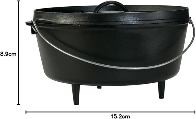 Lodge 10 Quart Pre-Seasoned Cast Iron Camp Dutch Oven with Lid - Dual Handles - Use in the Oven, on the Stove, on the Grill or over the Campfire - Black - Image 7