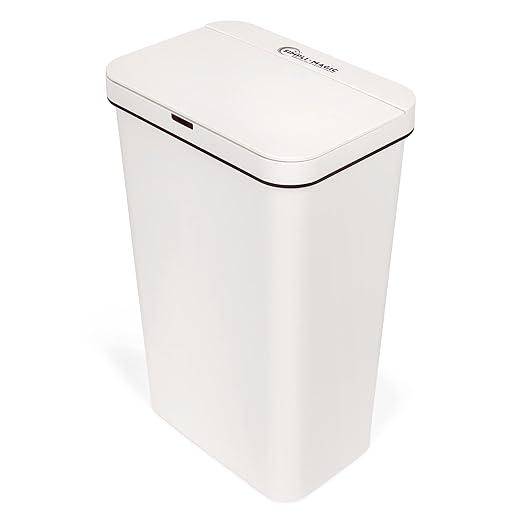 SIMPLI-MAGIC 79502 13 Gallon Touchless Sensor Trash Can, Rectangle Garbage Bin, Perfect for Home, Kitchen, Office, White by Simpli-Magic