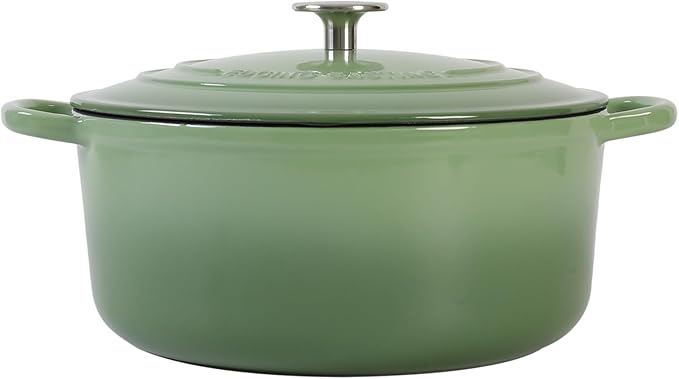 EDGING CASTING Enameled Dutch Ovens Cast Iron Dutch Oven Pot with Lid for Bread Baking, Cook, Dual Handle, 7 Quart, Pistachio Green - Image 7