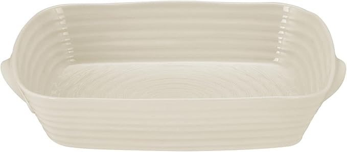 Portmeirion Sophie Conran Pebble Large Rectangular Handled Roasting Dish, Large Porcelain Casserole Serveware, 15" x 11" - Dishwasher, Microwave, Freezer, Oven Safe, Ideal for Modern Kitchens