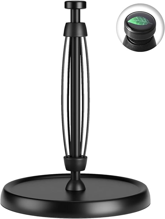 Countertop Paper Towel Holder - One-Handed Tear with Ratchet Mechanism, Weighted Base Degradable Plastic Paper Towel Stand, Black Farmhouse Kitchen Bathroom Decor Accessories by Hegivoc