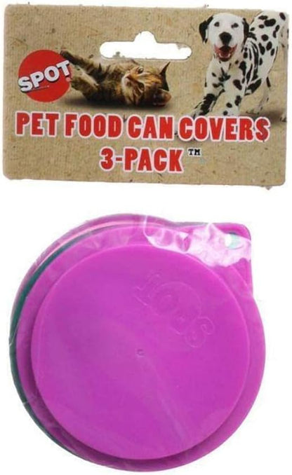 SPOT Pet Food Can Covers - Reusable Lids for Cat or Dog Food Tin -Fits 2.9 inch and 3.3 inch Diameter Cans, Fits Most Canned Foods - Durable, Easy to Use - Keeps Food Fresh - 3 Pack, Assorted Colors