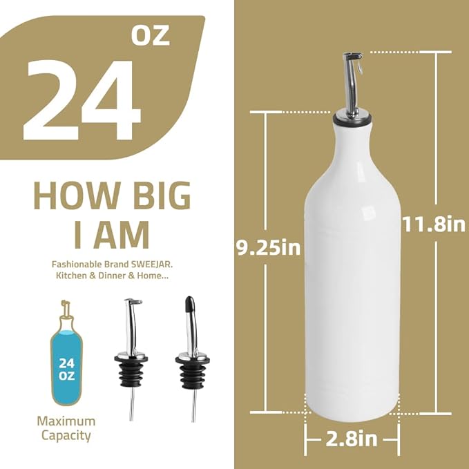 Sweejar Large Ceramic Olive Oil Dispenser Bottle, Opaque Oil Cruet Protects to Reduce Oxidation, Suitable for Storage Vinegar, Soy Sauce & Other Liquids, Pack of 1, 24 Fl Oz(Gradient Green) - Image 6