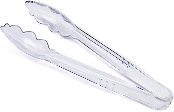 New Star Foodservice 35520 Utility Tong, High Heat Plastic, Scalloped, 12 inch, Set of 12, Clear