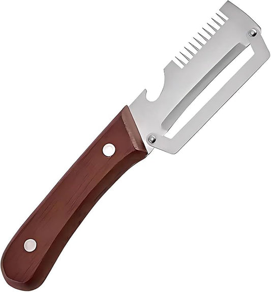 2026 Upgraded Multi-Functional Vegetable Peeler, Premium Vegetable Peeler with Wooden Handle and Bottle Opener, 3-in-1 Peeler & Bottle Opener for Fruit Potato Carrot Kitchen Gadget