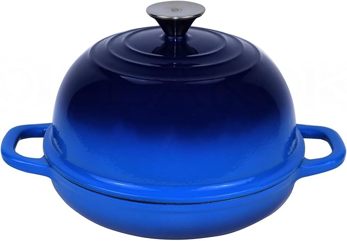 Dutch Oven for Bread Baking Bread Oven for Sourdough Bread Baking, Enameled Cast Iron Dutch Oven Pot with Lid 5 qt Cast Iron Bread Pan, Blue by OLLAKOK