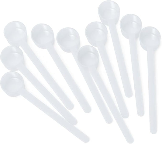 4 mL (3/4 Teaspoon) Long Handle Plastic Measuring Spoon for Coffee, Protein Powder, Pet Food, Spices, Grains, Dry Goods – Food-Grade BPA-Free (Pack of 10) by Supplement+and+Supply