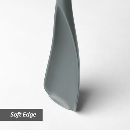 Silicone Spatula Spoon, Great for Both Cooking and Serving Durable BPA-Free Matte Black Silicone, Seamless Design, Safe for Nonstick Cooking Surfaces, 2-Pcs, Gray - Image 3