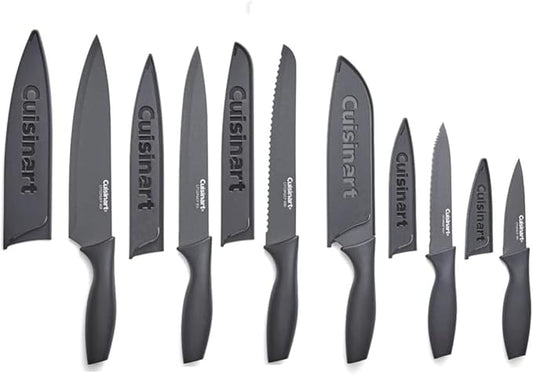 Cuisinart Knife Set, 12pc Ceramic Coated Knife Set with 6 Blades & 6 Blade Guards, Lightweight, Stainless Steel, Durable & Dishwasher Safe (Soft Black) by Cuisinart