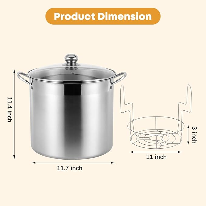 21.5 QT Stainless Steel Canning Pot with Lid, Rack & Canning Tools Set, Canning Supplies Kit Water Bath Canner for Beginner