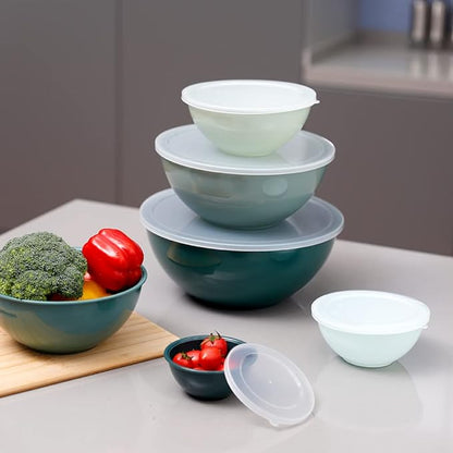 BoxedHome BPA Free Plastic Round Mixing Bowl with Lids, 12 Pack Nesting Bowls with Lids Set, Microwave and Dishwasher Safe Prep & Serving Bowls Great for Mixing, Baking, Serving (Green, 12pcs) - Image 9