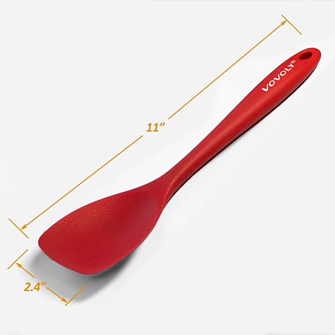 Upgrade Silicone Spatula Spoon Set,VOVOLY Heat Resistant Rubber Spoonula, Seamless Non-Stick Flexible Scrapers for Baking Mixing Tool,3 Pack, Red - Image 5