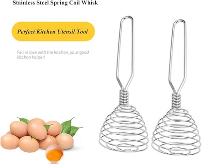 Stainless Steel Spring Coil Whisk 1 Pack, Wire Whip Egg Beater, Kitchen Cookware Hand Mixer For Cooking, Mixing, Blending, Beating, Stirring, 6.7 Inch
