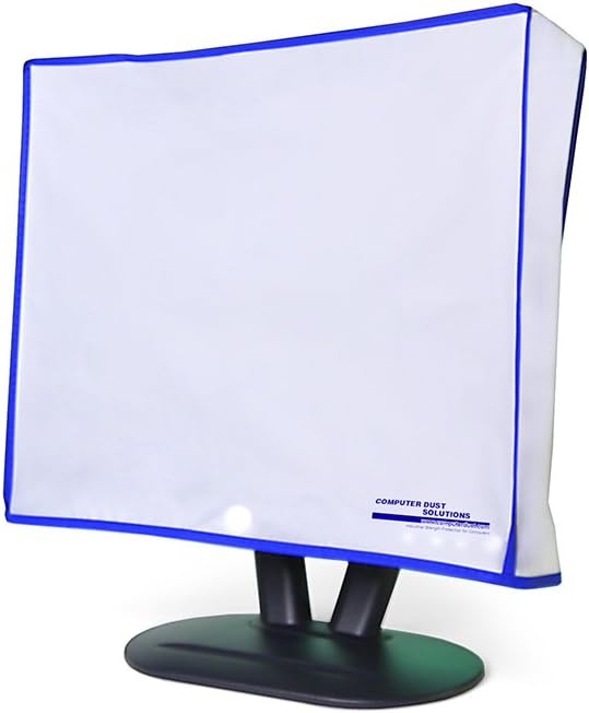 Computer Monitor dust Cover for Flat Panel LCD-Silky Smooth Anti-Static Vinyl with Blue Trim (26W x18H x4D)