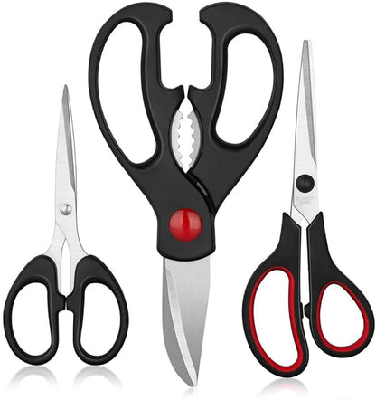 Kitchen Shears Set - QtoiKce Kitchen Scissors 3 Pack All Purpose Poultry Shears,Stainless Steel Sharp Utility Cooking Scissors for Home - Image 3