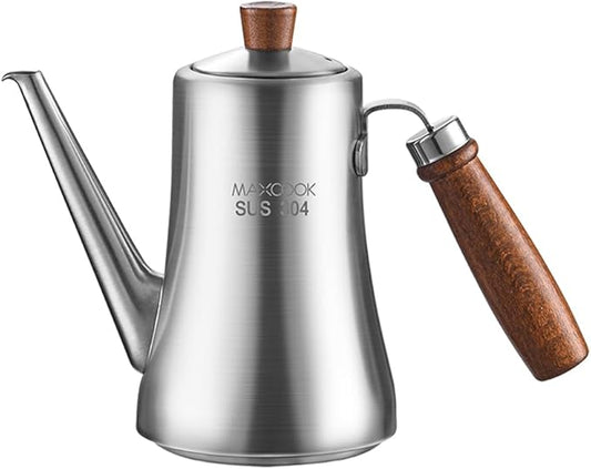 18/8 Stainless Steel Olive Oil Dispenser 600ml/20.2oz Drip-Free Pouring Oil Pot Storage Container Wooden Handle