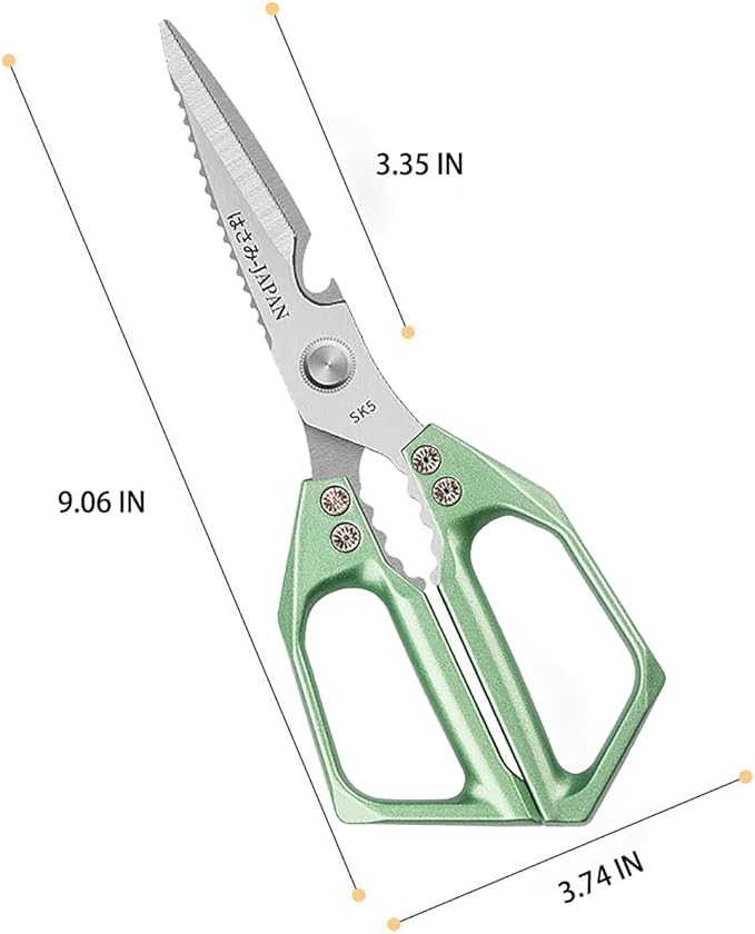 Multi-Purpose Rust Proof Kitchen Shears, Heavy Duty Meat Scissors, Dishwasher Safe, for Chicken, Vegetables, Steak, Fish Scaling & Bottle Opener(Green)