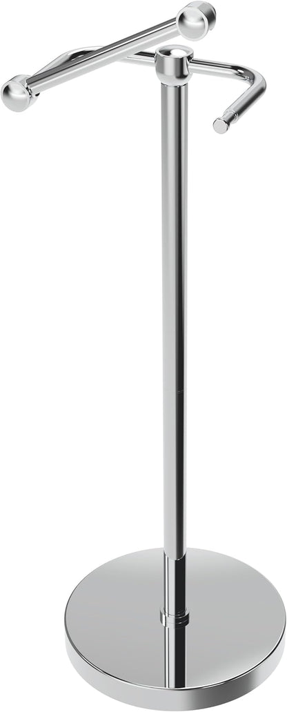 RARXTR Toilet Paper Holder Stand, Post Pivoting Design Free Standing Toilet Paper Holder, SUS304 Stainless Steel Toilet Paper Roll Holder, Heavy Stable Base (Chrome)