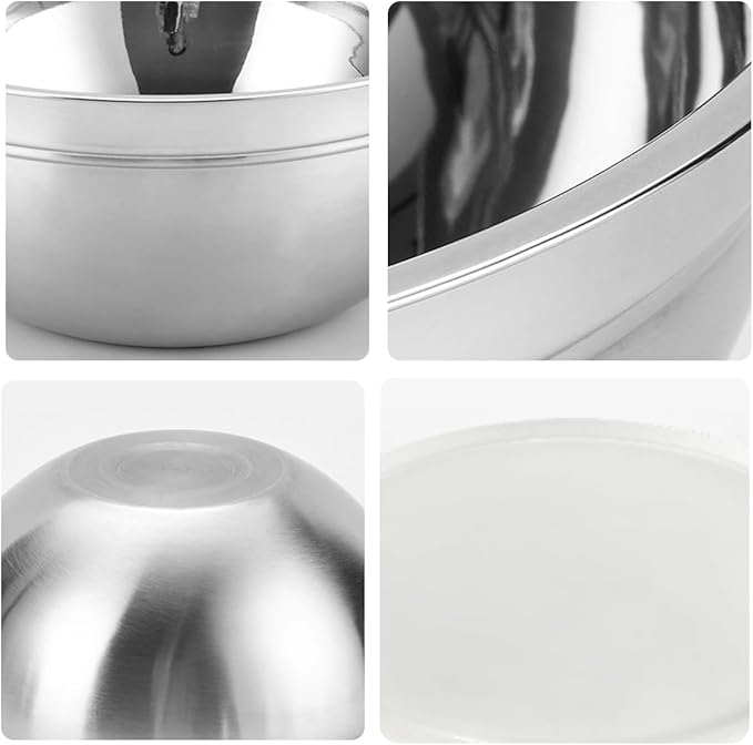 Mixing Bowls, 5Pcs Stainless Steel Mixing Bowl Set, Utensils for the Kitchen, Multifunctional, Stackable, Dishwasher Safe, 3.75L / 3.25L / 2.5L / 2L / 1.3L (With lid) - Image 5