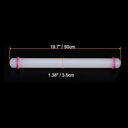 HARFINGTON Fondant Rolling Pin 20 Inch x 1.38 Inch Adjustable Guide Rings Non-Stick PP Plastic Fondant Roller Dough Roller Kitchen Decorating Tools for Cookie Pastry Pizza Clay