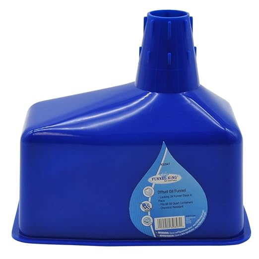 Funnel King Offset Oil Funnel, Blue, 1.75 Pint, 6.2 x 3.8 x 5.6 Inches