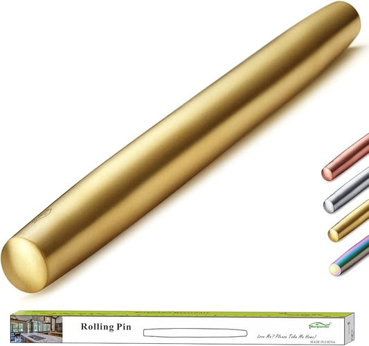 Berglander Gold Rolling Pin, 16.7 Inches Stainless Steel Matte Finish With Gold Titanium Plating Rolling Pin For Baking, Pizza, Dough, Pie, Cookie, Essential Kitchen Utensil Gift Ideas For Bakers. by Berglander