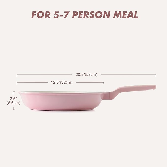 SENSARTE Nonstick Ceramic Frying Pan 12.5-Inch, Healthy Non Toxic Skillet, Induction Omelet Pan with Heat Resistant Handle, PFAS-Free, Pink - Image 8