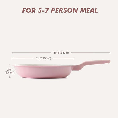 SENSARTE Nonstick Ceramic Frying Pan 12.5-Inch, Healthy Non Toxic Skillet, Induction Omelet Pan with Heat Resistant Handle, PFAS-Free, Pink - Image 8