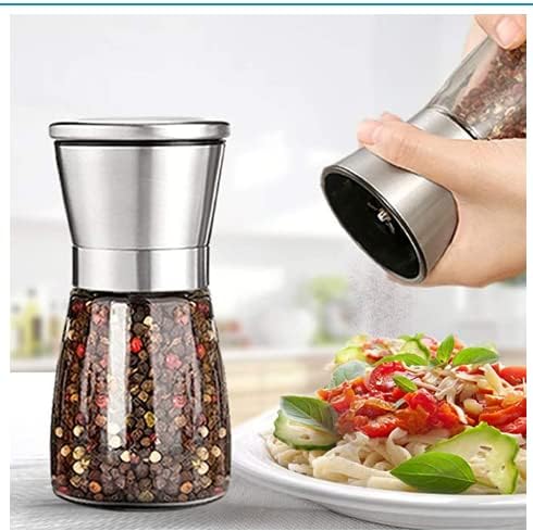 Ebaco Professional Pepper Grinder - with Germany Hardened Carbon Steel Mechanism Rotor, Refillable Pepper Mill 6OZ Glass Adjust Coarseness (1PCS-Sliver-304） - Image 5