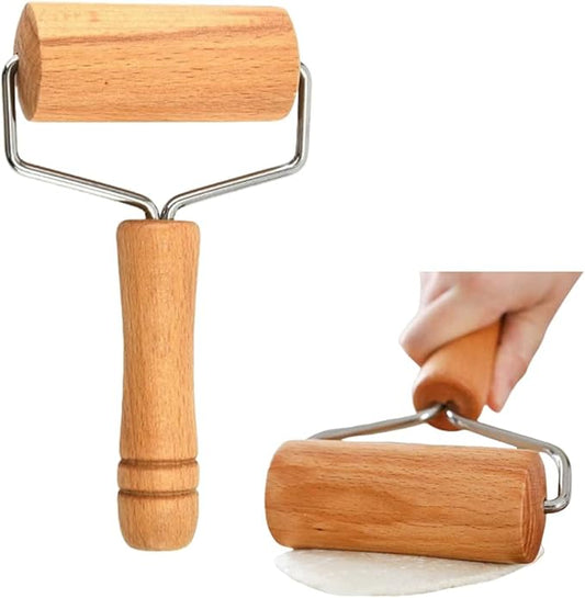 Stainless Steel & Beechwood Rolling Pin with Adjustable Thickness - Ergonomic Dumpling/Pasta Maker、Pizza, Kitchen Tool for Home Chefs, Dishwasher Safe & Rustproof Design (Y) by FANBODTA
