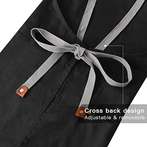 Mignongirl Crossback Apron with Pockets x2,Split Apron with Adjustable Straps,M-XXL - Image 7