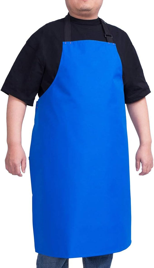 Waterproof Apron for Men and Women, Durable Heavy Duty Extra Long Adjustable Bib Apron for Kitchen Cooking, Dish Washing, Butcher, Dog Grooming, Lab work, Blue