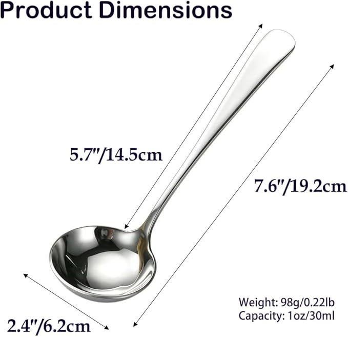 Small Ladle, 304 Stainless Steel Small Gravy Soup Serving Ladle for Sauces or Serving Soup Spoon, Silver (2 pack)