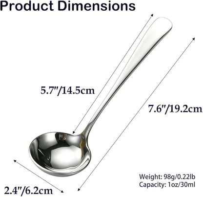 Small Ladle, 304 Stainless Steel Small Gravy Soup Serving Ladle for Sauces or Serving Soup Spoon, Silver (2 pack)
