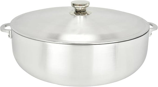 ALUMINUM CALDERO STOCK POT by Chef Pro, Durable Aluminum, Superior Cooking Performance for Even Heat Distribution, Perfect For Large/Small Groups, Riveted Handles, Commercial Grade, 28.4 Quart
