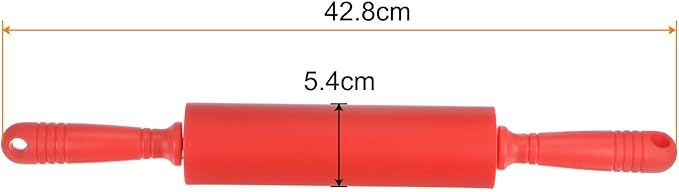 HARFINGTON Silicone Rolling Pins for Baking 17 Inch Non Stick Rolling Pin Small Roller Playdough Rolling Pins with Hanging Hole for Dough Pizza Pastry Fondant Kitchen, Red