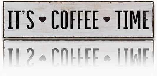 Coffee Metal Tin Sign, It's Coffee Time Sign, Home Kitchen Wall Decor, Farmhouse Decorations for Cafe, Coffees Station Decors, Decorative Metal Wall Signs 15.8x4 Inches by Unknown