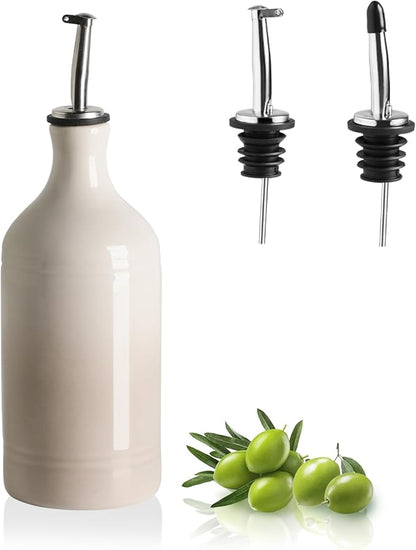 Sweejar Ceramic Olive Oil Dispenser Bottle, Opaque Oil Cruet Protects to Reduce Oxidation, Suitable for Storage Vinegar, Coffee Syrups & Other Liquids, Pack of 1, 15.5 Fl Oz(Gradient Fog Gray) by Sweejarco1949