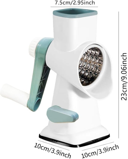Dachenus Cheese Grater Rotary Cheese Grater,Versatile Cheese Shredder,Blades for Shredding, Grating, Slicing,Cheese Shredder with Suction Base and Cleaning Brush Kitchen Gift(white)