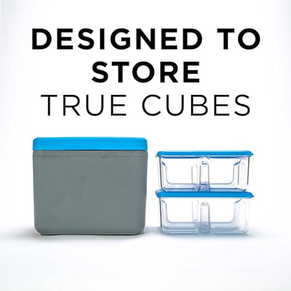 True Cubes Crystal Clear Ice Tray with Lid – Stackable 2"x2"x2" Mold for Space-Saving, Sturdy, Bartender-Quality Ice – Perfect for Cocktails, Whiskey, and Drinks at Home, Ready-to-Serve Convenience