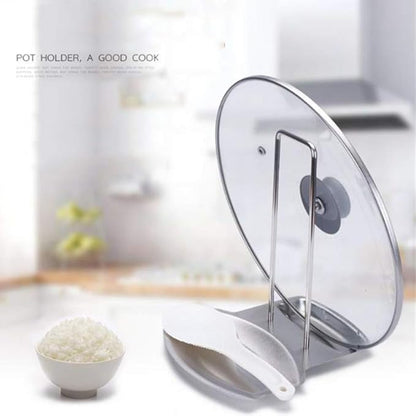 Pot Lid Holder Spoon Rest,Stainless Steel Utensils Pan Pot Cover Lid Rack Stand Organizer,Multifunctional Storage Soup Spoon Rests Rack Kitchen Decor Tool - Image 6
