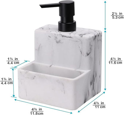 zccz Soap Dispenser with Sponge Holder, Marble Look Liquid Hand and Dish Soap Dispenser Pump Bottle and Sponge Holder 2 in 1 for Kitchen Sink Bathroom Counter Storage and Organization - Image 6