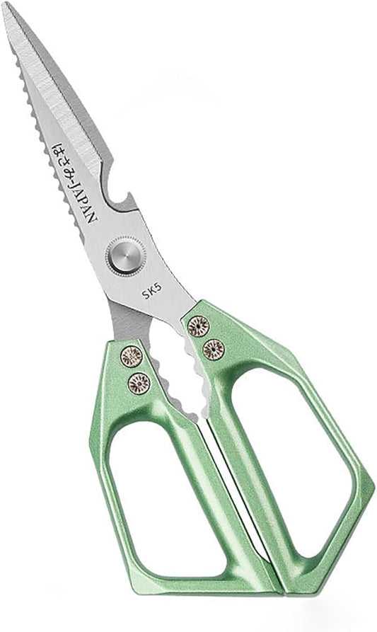 Multi-Purpose Rust Proof Kitchen Shears, Heavy Duty Meat Scissors, Dishwasher Safe, for Chicken, Vegetables, Steak, Fish Scaling & Bottle Opener(Green)