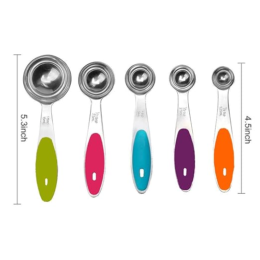 Fsdifly-Stainless Steel Measuring Spoons 5 Piece Stackable Set - Measuring Set for Cooking and Bakin (A) - Image 4