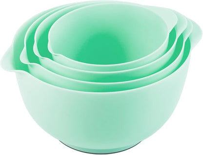 BoxedHome Nesting Plastic Mixing Bowl Set, 4 Piece Mixing Bowl Set with Pour Spouts, Size 1.7, 2.5, 3.5 and 4.5qt, for Prepping, Mixing, Baking, Cooking(2023 New Version, Green) - Image 6