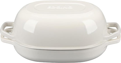 EDGING CASTING Enameled Cast Iron Oval Dutch Oven Pot with Lid, Dutch Oven for Sourdough Bread Baking, Bread Oven, Bread Dutch Oven, Oval Bread Pan, 7qt, White