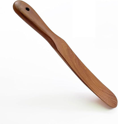 FAAY Handmade Teak Spurtle for Sourdough Starter – Wooden Stirring Stick & Mixing Tool for Deep Jars | Nonstick-Safe, Finished with Coconut Cooking Oil, Crafted in Thailand by FAAY