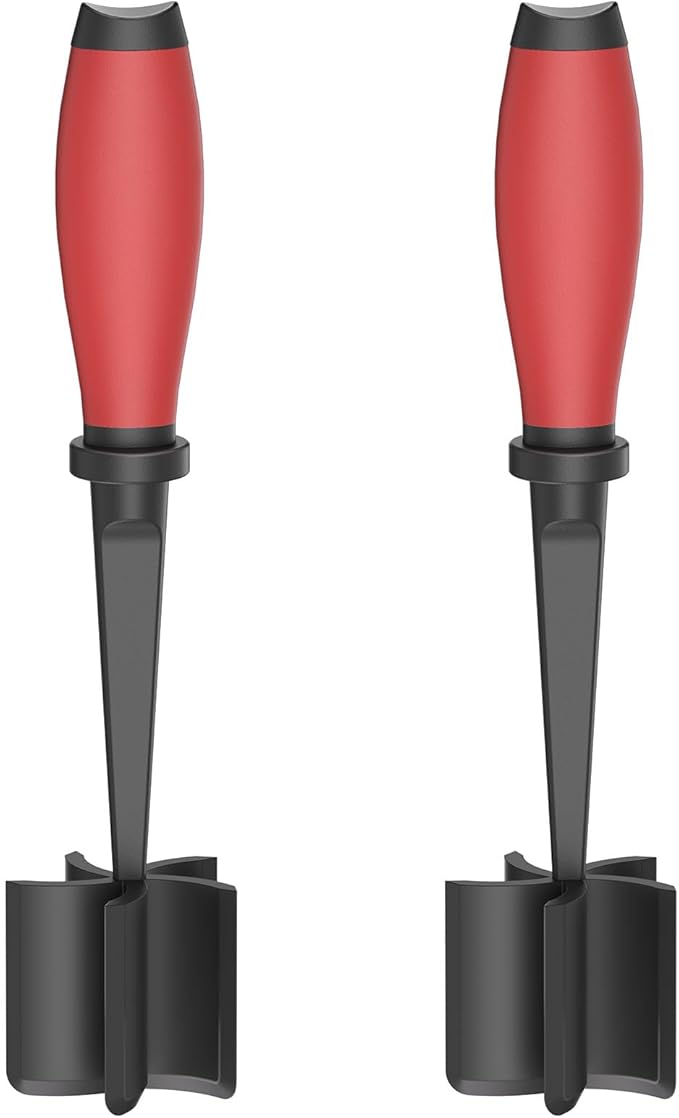 2 Meat Chopper, 5 Curve Blades Ground Beef Masher, Heat Resistant Meat Masher Tool for Hamburger Meat, Ground Beef, Turkey and More, Nylon Hamburger Chopper Utensil Non-scratch Utensils-red by TMEDW