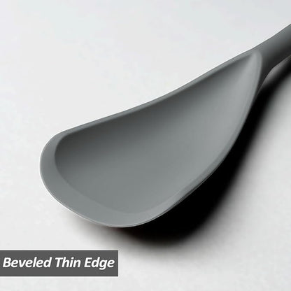Silicone Spatula Spoon, Great for Both Cooking and Serving Durable BPA-Free Matte Black Silicone, Seamless Design, Safe for Nonstick Cooking Surfaces, 2-Pcs, Gray - Image 4